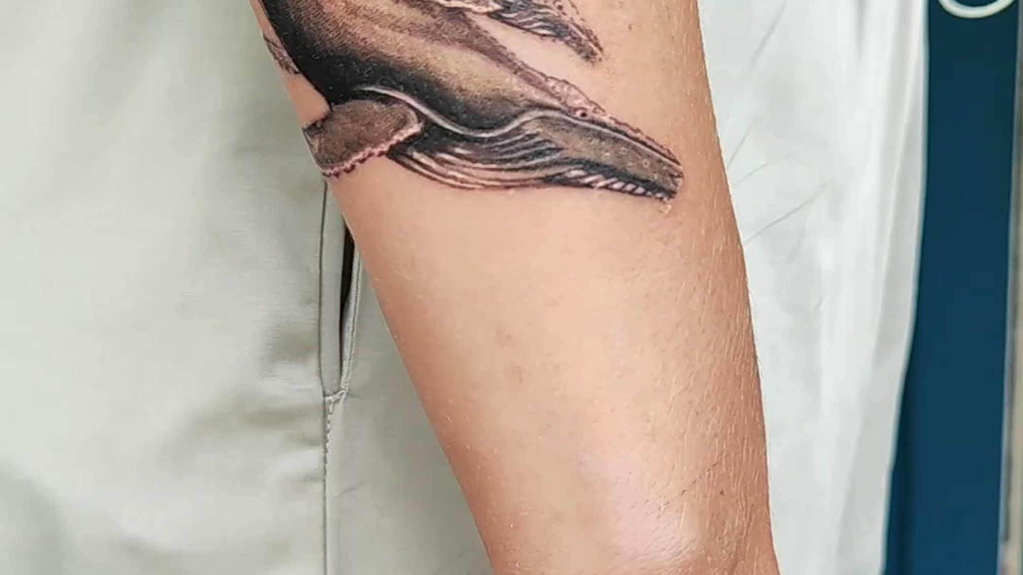 Realistic Humpback Whale Tattoo | Black & Grey Ocean Tattoo in Tamarindo